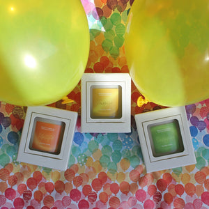 Northumbrian Candleworks - Uplift, Inspire and Energise Candles from The Positive Collection - Birthday Gift and Balloons