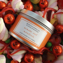 Load image into Gallery viewer, Northumbrian Candleworks - Mimosa &amp; Mandarin - Candle in a Tin with Candy and Sweets
