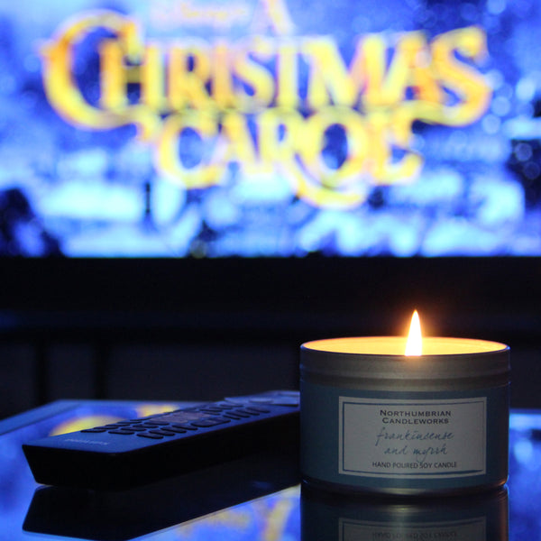 Northumbrian Candleworks - Frankincense & Myrrh - Christmas Candle with Movie