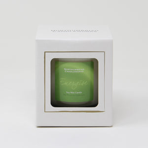 energise candle in gift box from the positive collection - lime mandarin and basil