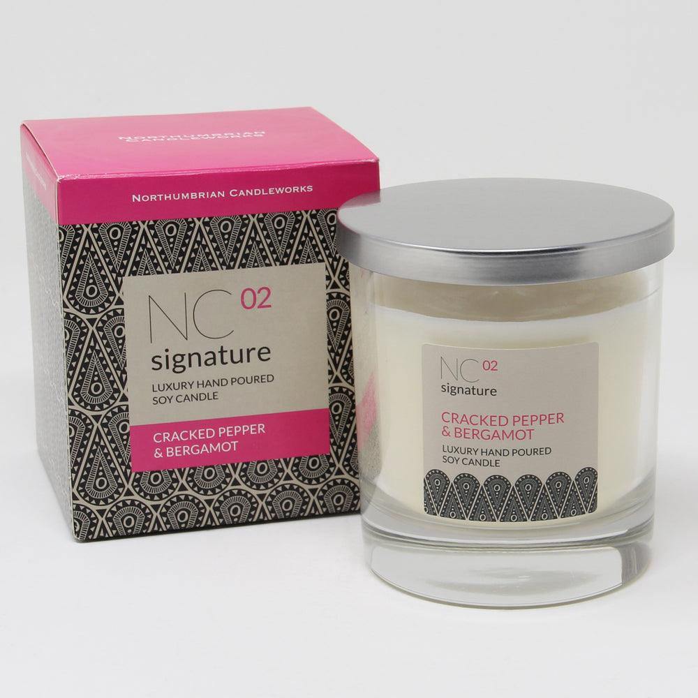Northumbrian Candleworks - Cracked Pepper & Bergamot - Candle in a Glass Jar with Lid & Box