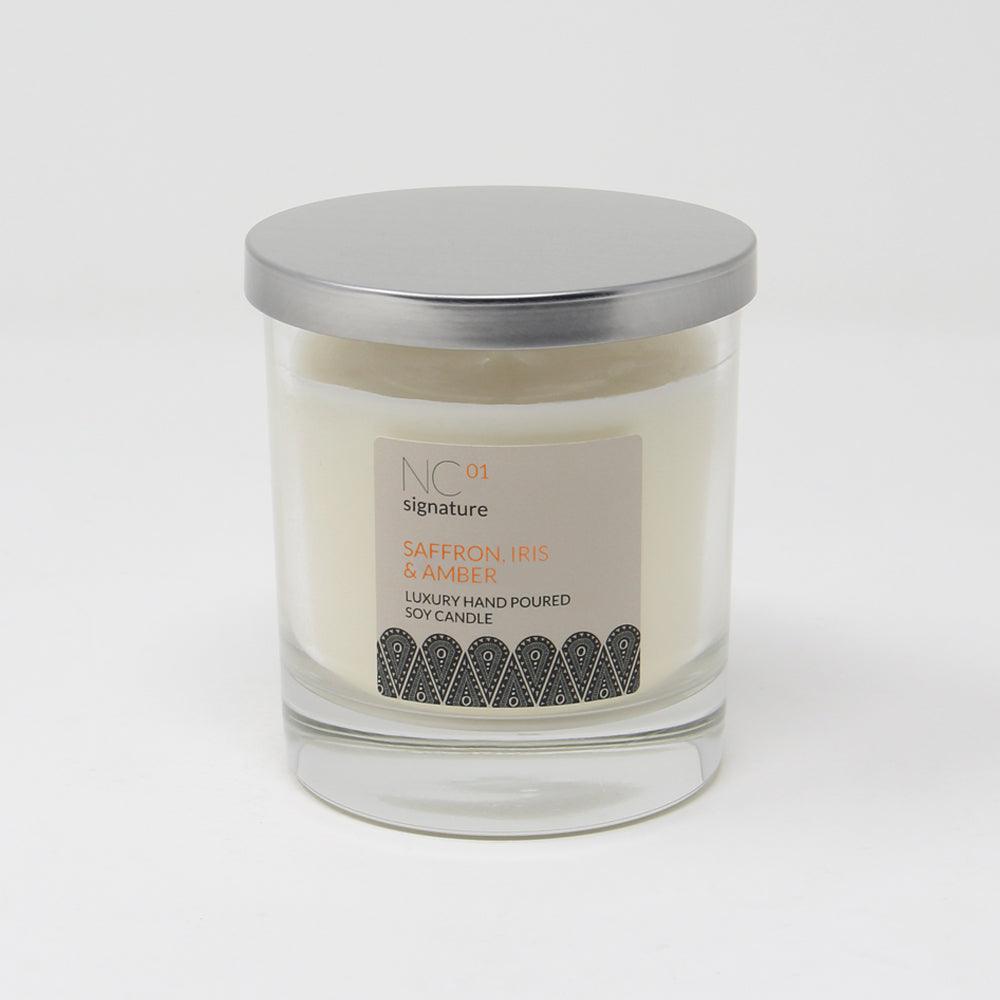 Northumbrian Candleworks - Saffron Iris & Amber - Candle in a Glass Jar with Lid