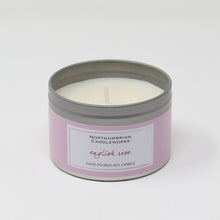 Load image into Gallery viewer, Northumbrian Candleworks - English Rose - Candle in a Tin
