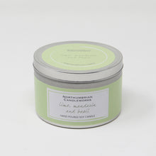 Load image into Gallery viewer, Northumbrian Candleworks - Lime Mandarin &amp; Basil - Candle in a Tin with Lid
