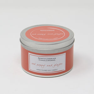 Northumbrian Candleworks - Red Poppy & Ginger - Candle in a Tin with Lid