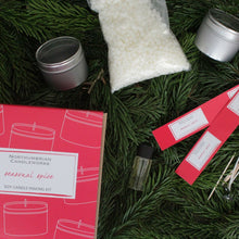 Load image into Gallery viewer, Northumbrian Candleworks - Seasonal Spice - Candle Making Kit Contents with Christmas Tree and Lights
