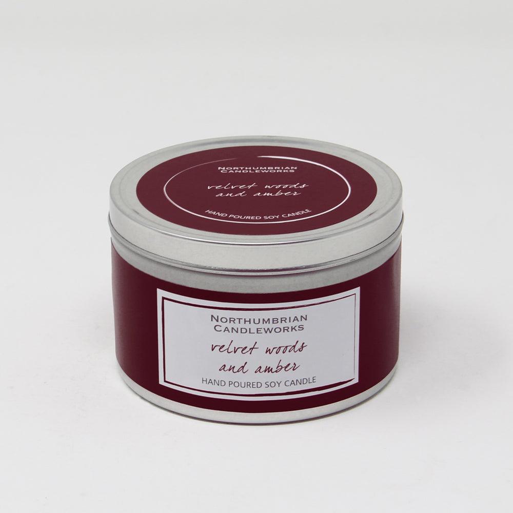 Northumbrian Candleworks - Velvet Woods & Amber - Candle in a Tin with Lid