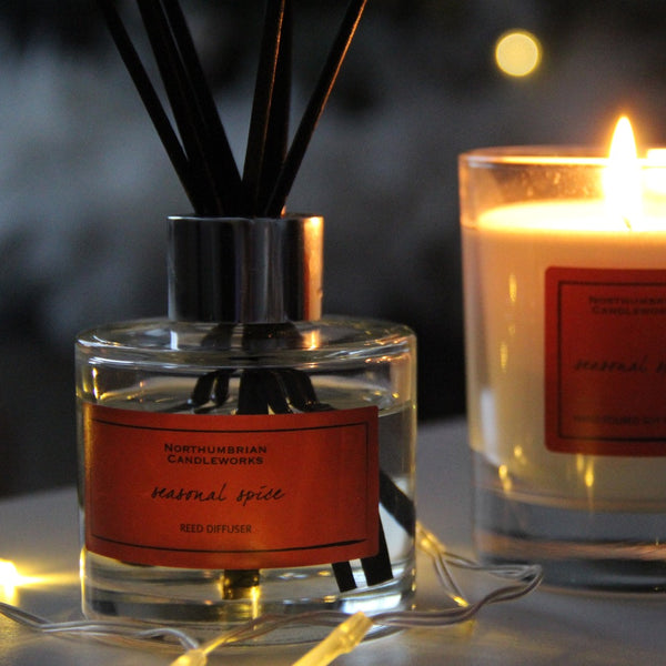 Northumbrian Candleworks - Seasonal Spice - Reed Diffuser and Candle with Christmas Lights