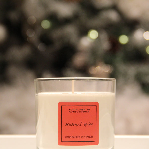 Northumbrian Candleworks - Seasonal Spice - Christmas Candle with Tree and Decorations