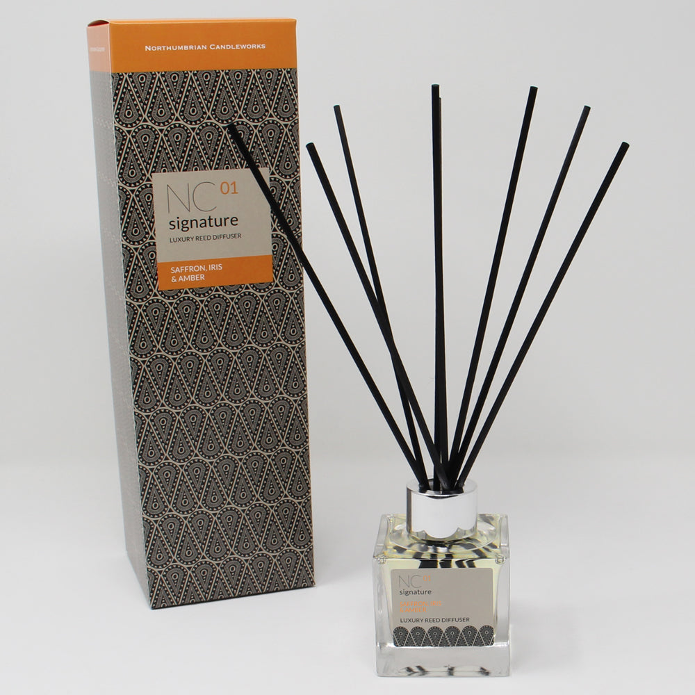 Northumbrian Candleworks - Saffron Iris & Amber - Reed Diffuser with Box
