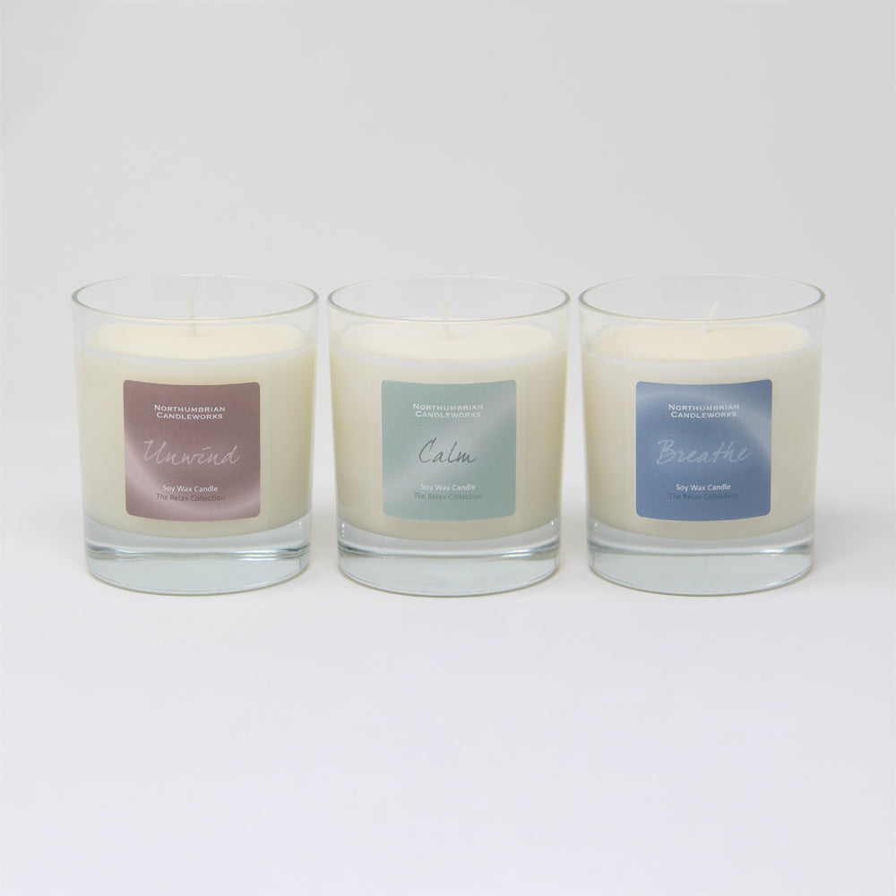 Northumbrian Candleworks - Unwind, Calm and Breathe Candle in a Glass Jar from The Relax Collection