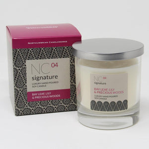 Northumbrian Candleworks - Bay Leaf Lily & Precious Woods - Candle in a Glass Jar with Lid & Box