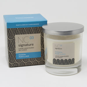 Northumbrian Candleworks - Passion Pear & Lace - Candle in a Glass Jar with Lid & Box