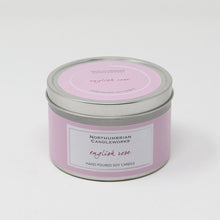Load image into Gallery viewer, Northumbrian Candleworks - English Rose - Candle in a Tin with Lid
