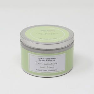 Northumbrian Candleworks - Lime Mandarin & Basil - Candle in a Tin with Lid