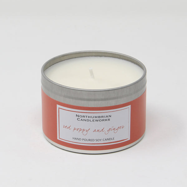 Northumbrian Candleworks - Red Poppy & Ginger - Candle in a Tin