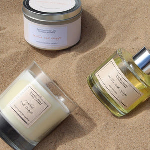 Northumbrian Candleworks - Vanilla & Orange - Candle with Full Set on Beach