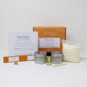 Northumbrian Candleworks - Mimosa and Mandarin - Candle Making Kit Contents